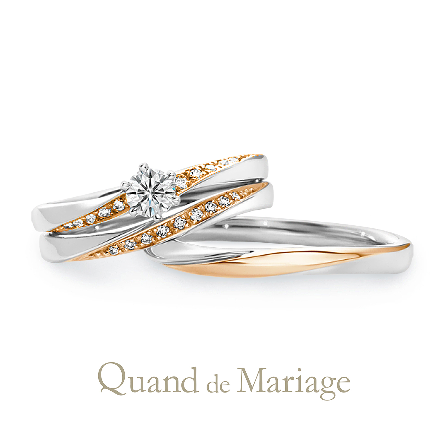 QuanddeMariageのクワンドゥマリアージュの婚約指輪と結婚指輪のセットリングでSetringのToujoursensembleのトゥジュールアンサンブル