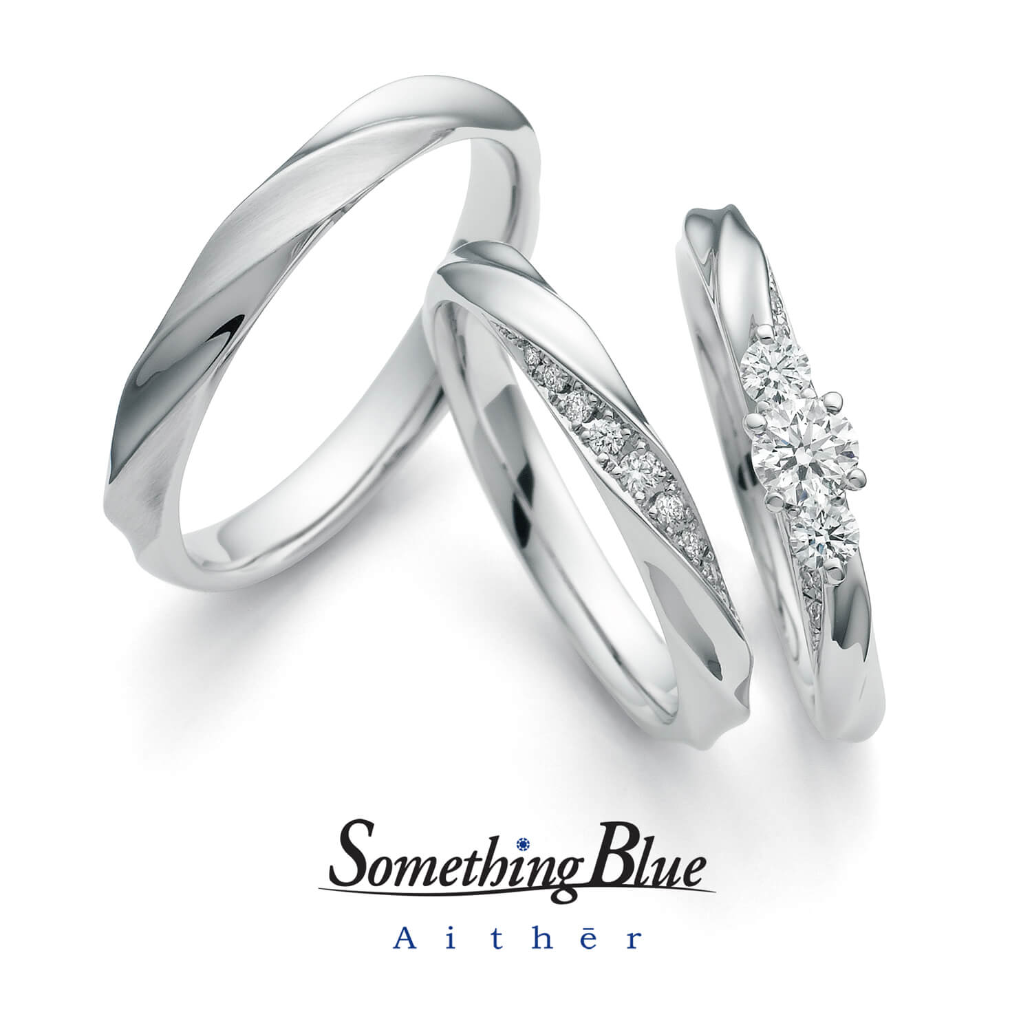 SomethingBlueAithērサムシングブルーアイテールの婚約指輪と結婚指輪Featherフェザー