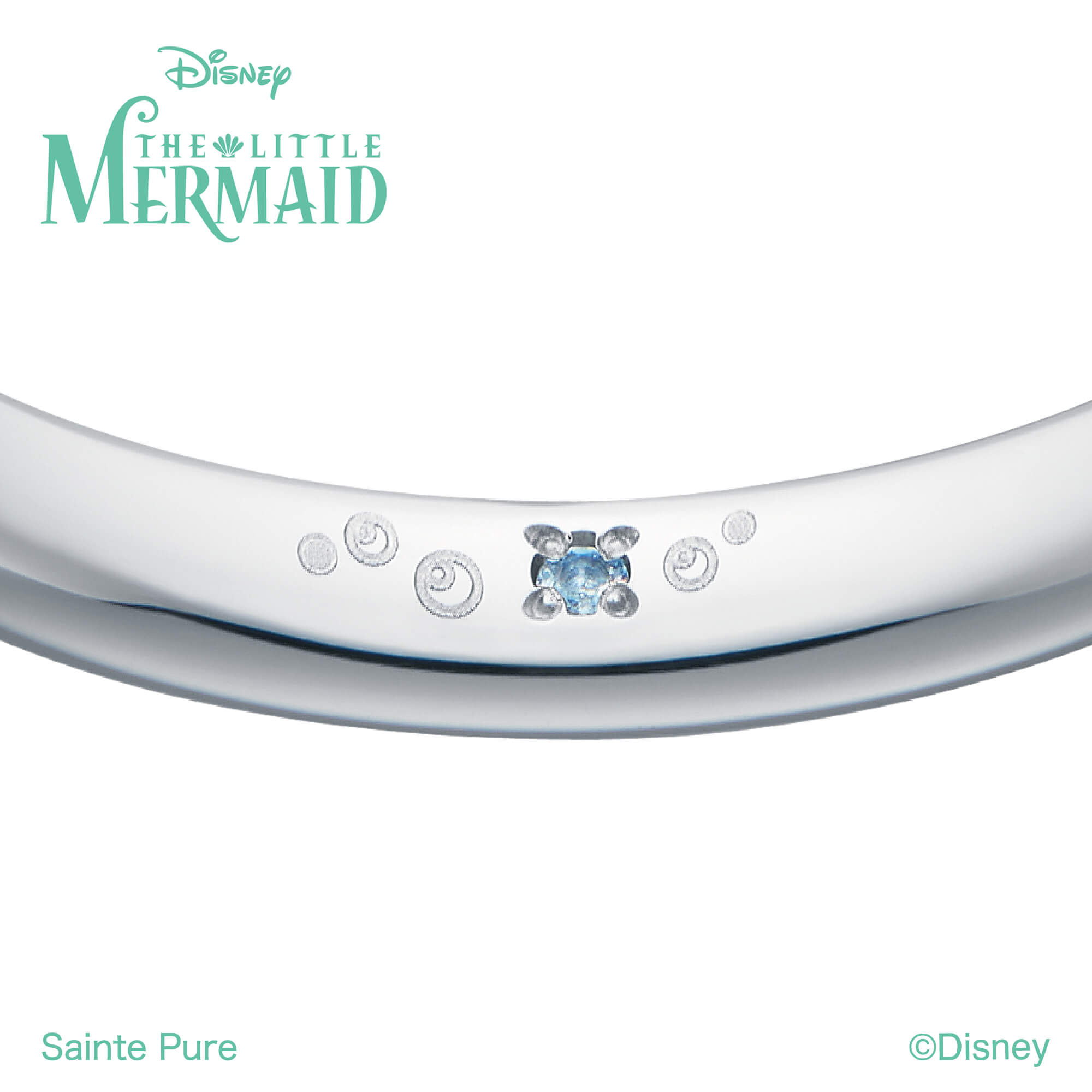 DisneyTHELITTLEMERMAIDディズニーリトルマーメイドの婚約指輪エンゲージリングEngagementringと結婚指輪マリッジリングMarriageringのセットリングSetringのリング内側アリエル刻印