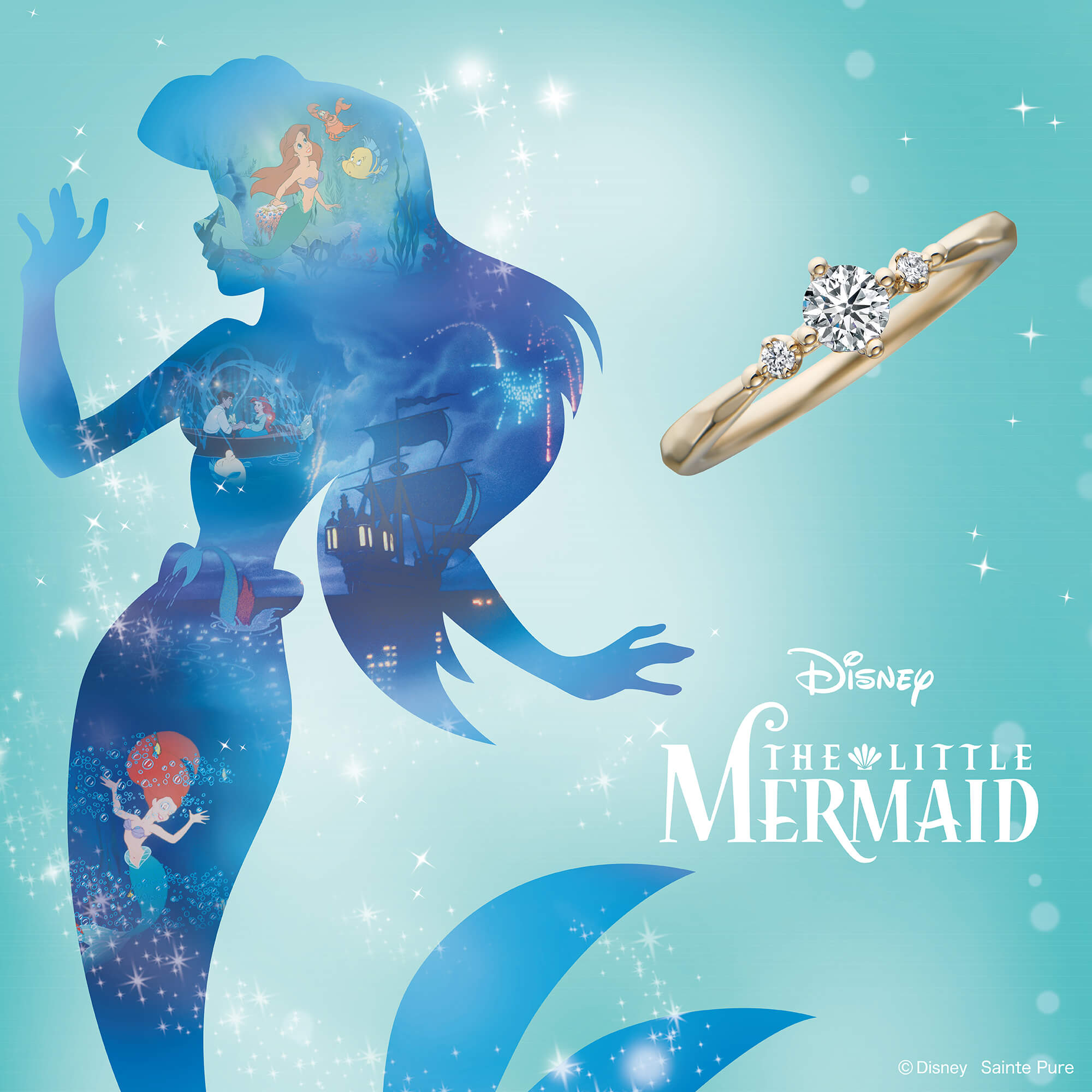 DisneyTHELITTLEMERMAIDディズニーリトルマーメイドの婚約指輪エンゲージリングEngagementringのDancingBubblesダンシングバブルズ