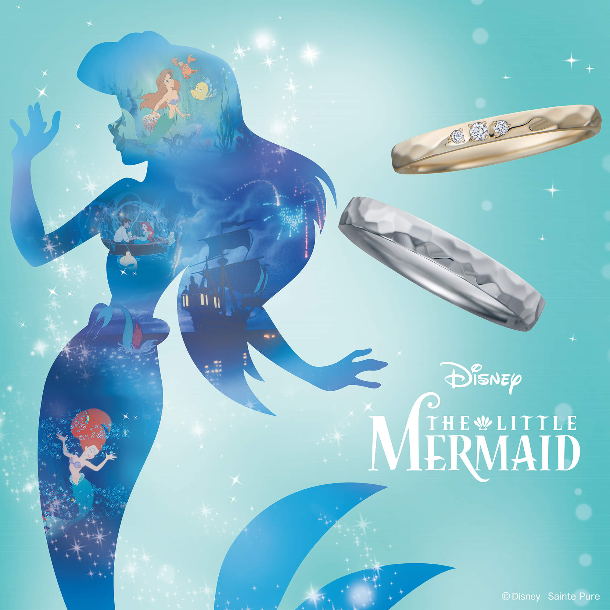 DisneyTHELITTLEMERMAIDディズニーリトルマーメイドの結婚指輪マリッジリングMarriageringのDancingBubblesダンシングバブルズ