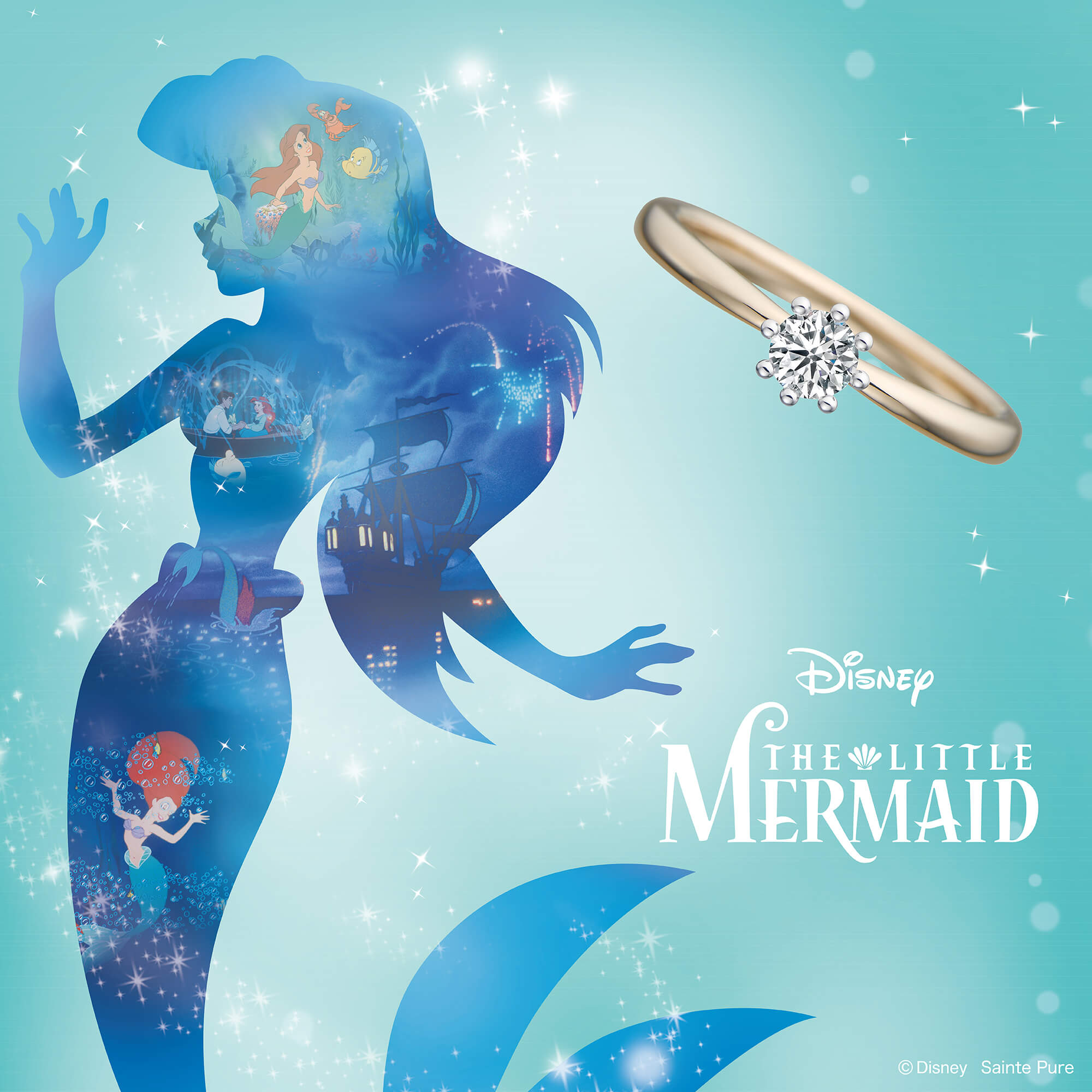 DisneyTHELITTLEMERMAIDディズニーリトルマーメイドの婚約指輪エンゲージリングEngagementringのDreamingMermaidドリーミングマーメイド