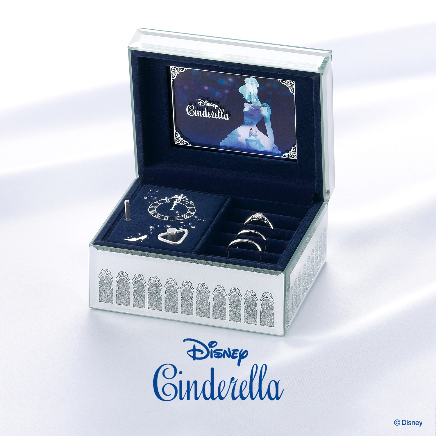DisneyCinderellaディズニーシンデレラの婚約指輪エンゲージリングEngagementringと結婚指輪マリッジリングMarriageringのセットリングSetringのオルゴールケース