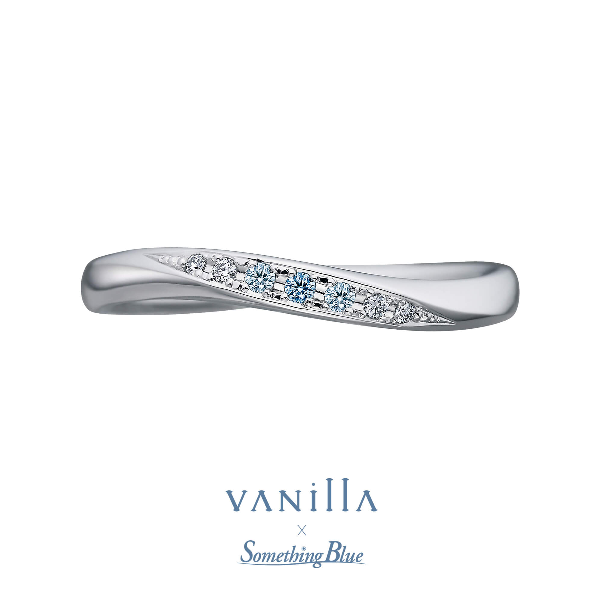 VANillA×SomethingBlueヴァニラ×サムシングブルーの結婚指輪マリッジリングMarriageringのCallaカラーのブルーダイヤモンドのアレンジ