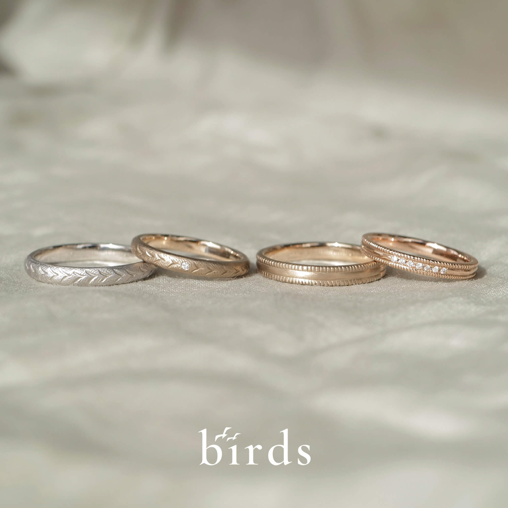 birdsバーズの結婚指輪マリッジリングMarriageringのharvestハーベストとsceneシーン