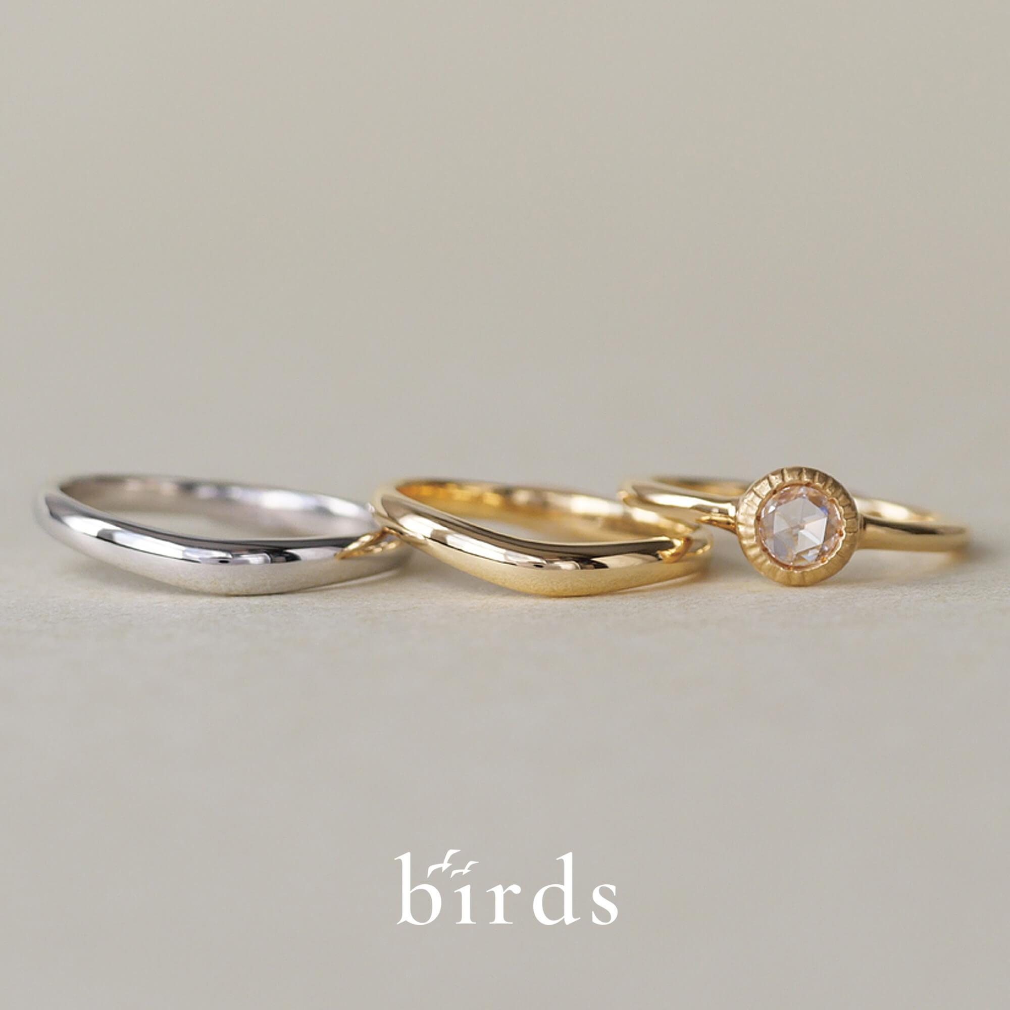 birdsバーズの婚約指輪エンゲージリングEngagementringと結婚指輪マリッジリングMarriageringとセットリングSetringのjourneyジャーニーとscentofyouセントオブユー