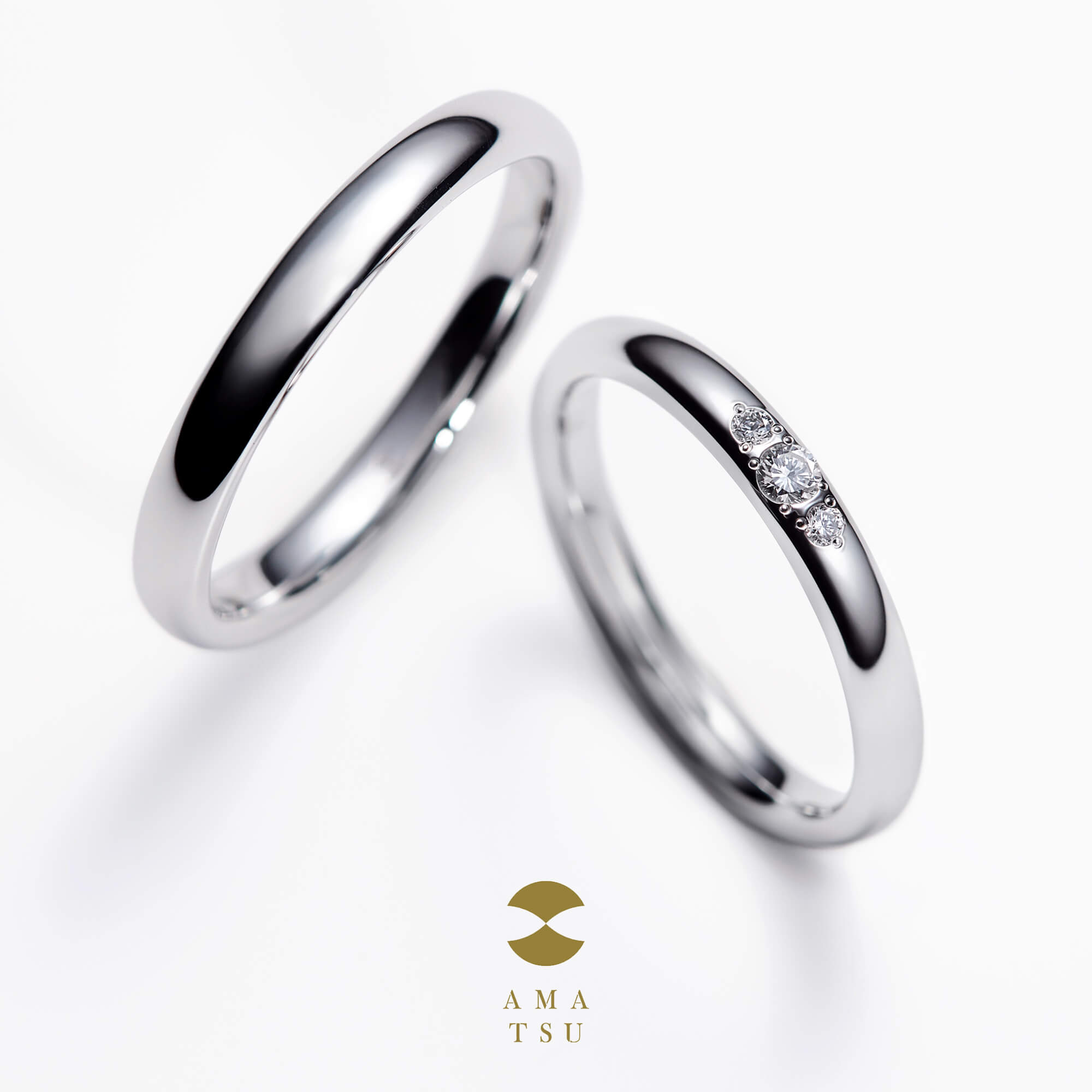 和風・和テイスト・和風ブランド・和ブランド・日本らしいブランドのAMATSUアマツの結婚指輪マリッジリングMarriageringのAMT–M–3LとAMT–M–3Mの柏hakuハク