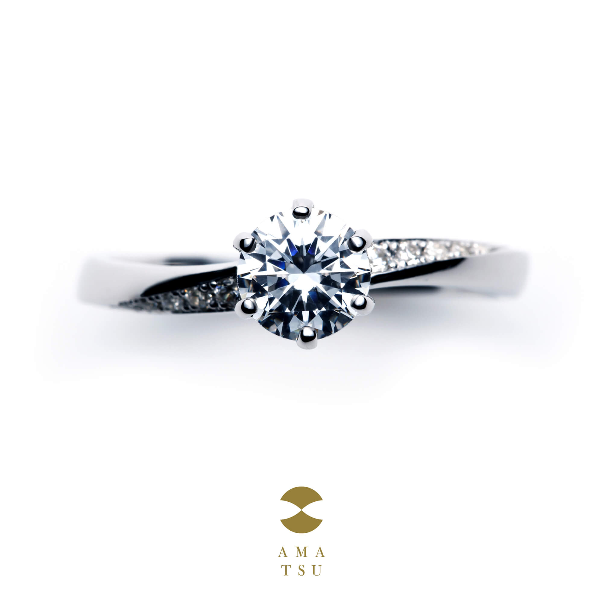 AMATSUアマツの婚約指輪エンゲージリングEngagementringのAMT–E–6/50の波namiナミ