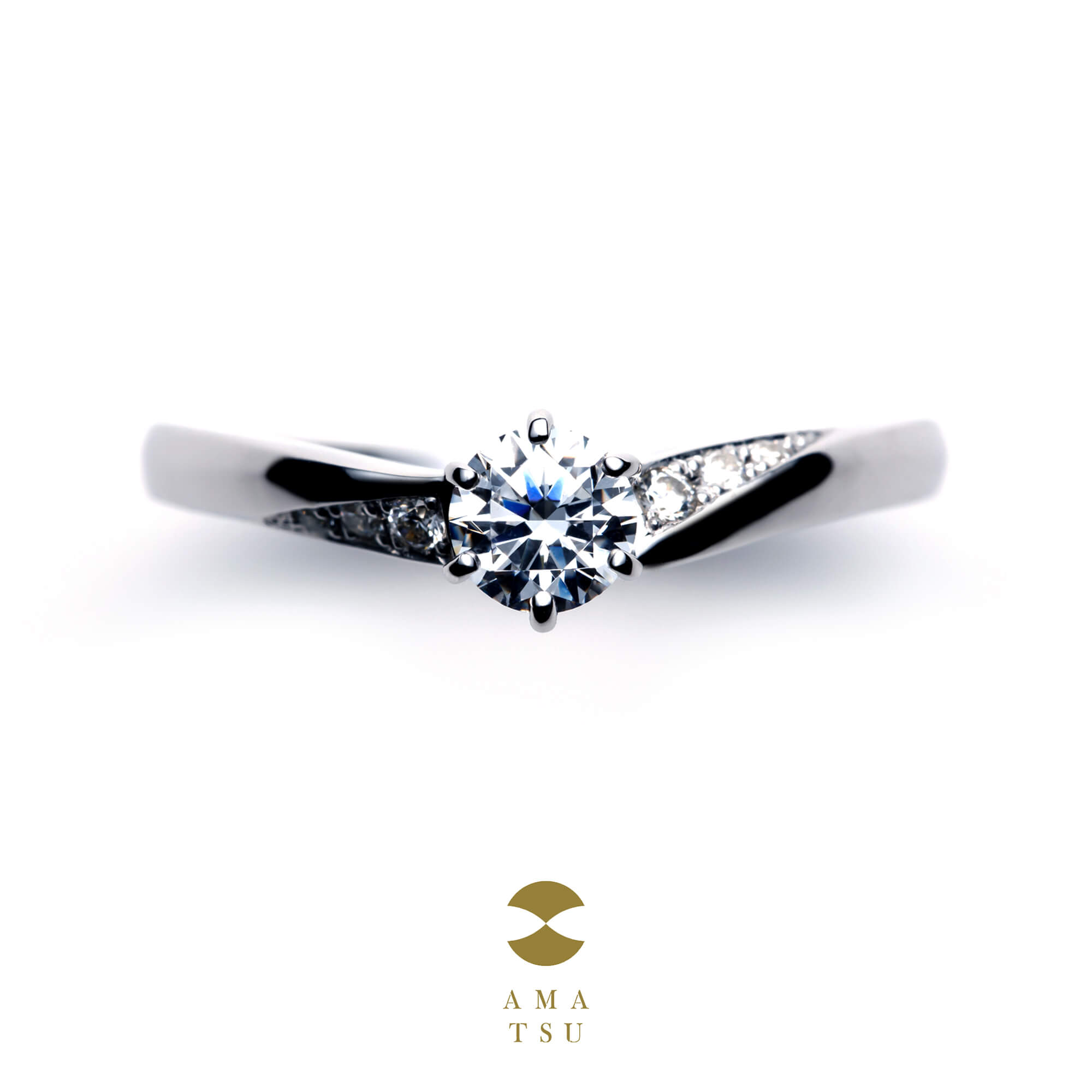 AMATSUアマツの婚約指輪エンゲージリングEngagementringのAMT–E–10/25の羽haneハネ