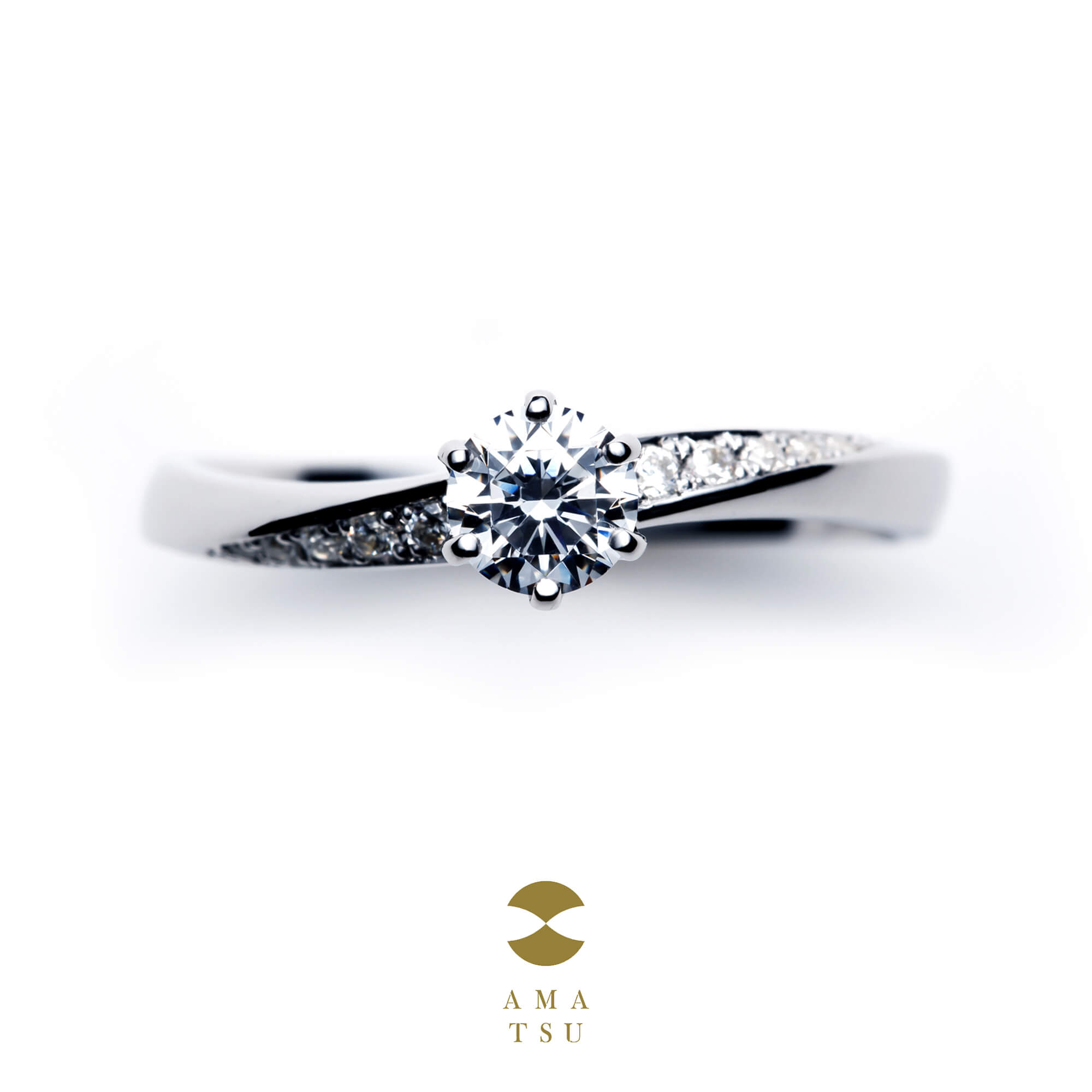AMATSUアマツの婚約指輪エンゲージリングEngagementringのAMT–E–6/25の波namiナミ