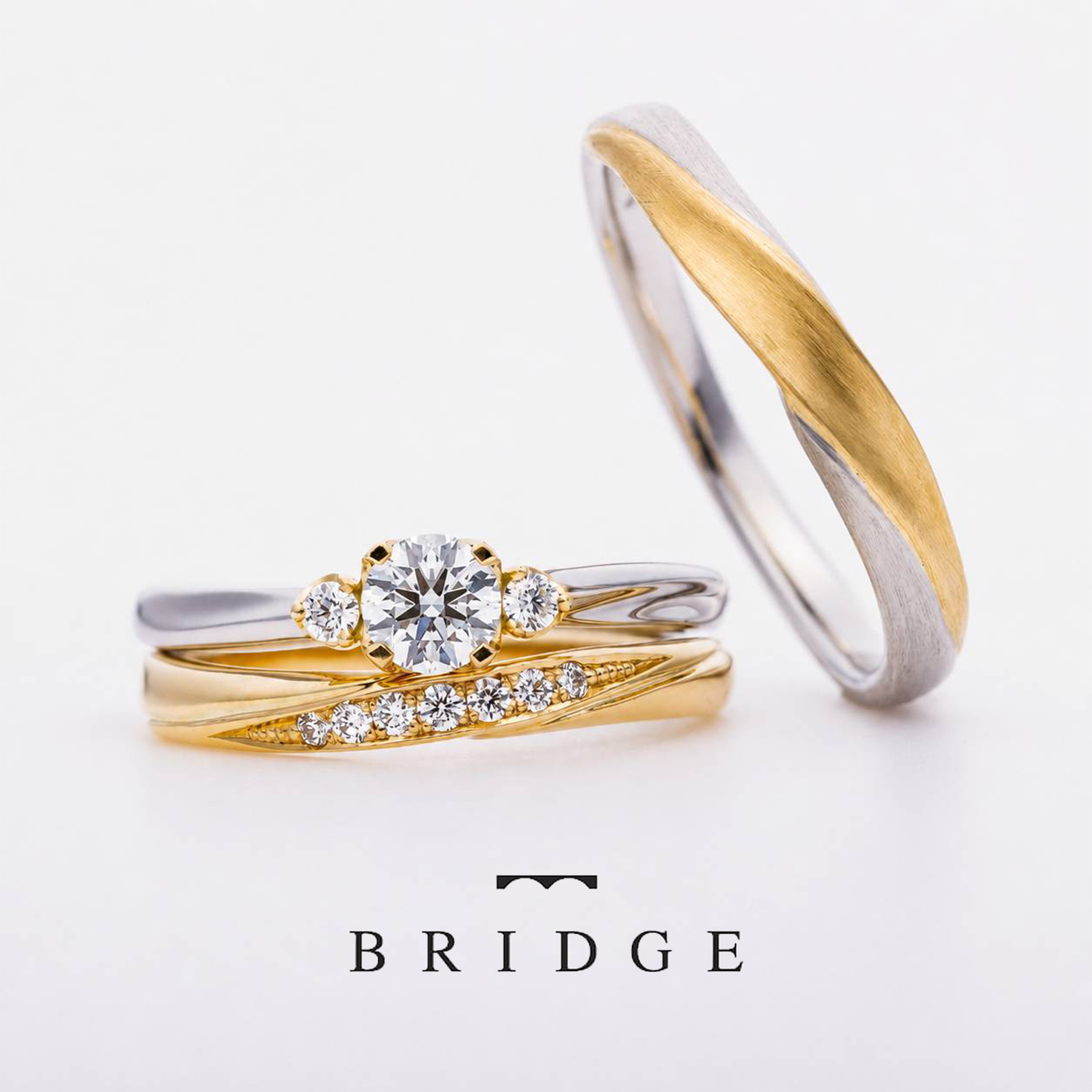BRIDGEの婚約指輪と結婚指輪のセットリングDay Break 夜明けの約束